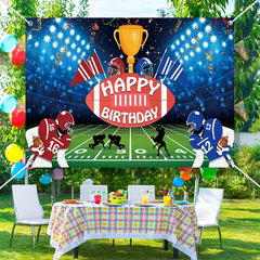 Lofaris Football Field Player Trophy Sport Birthday Backdrop