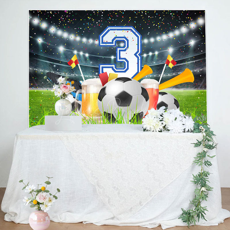 Lofaris Football Field Stands Cheers 3rd Birthday Backdrop