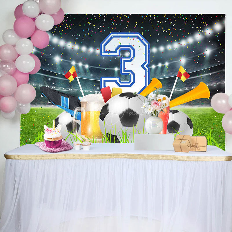 Lofaris Football Field Stands Cheers 3rd Birthday Backdrop