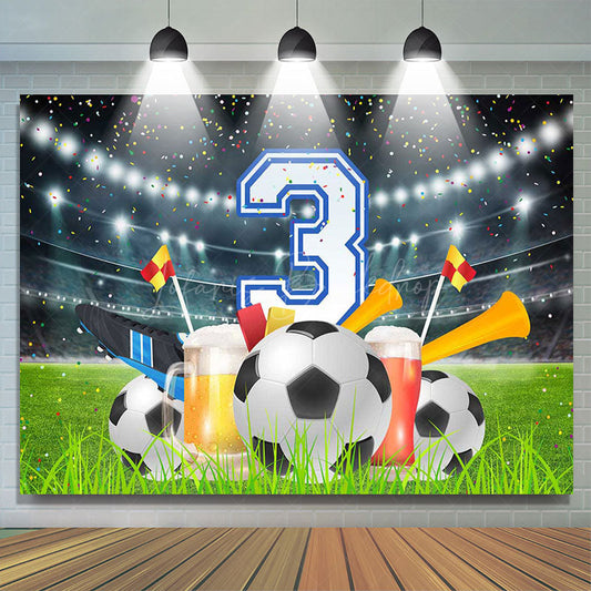 Lofaris Football Field Stands Cheers 3rd Birthday Backdrop