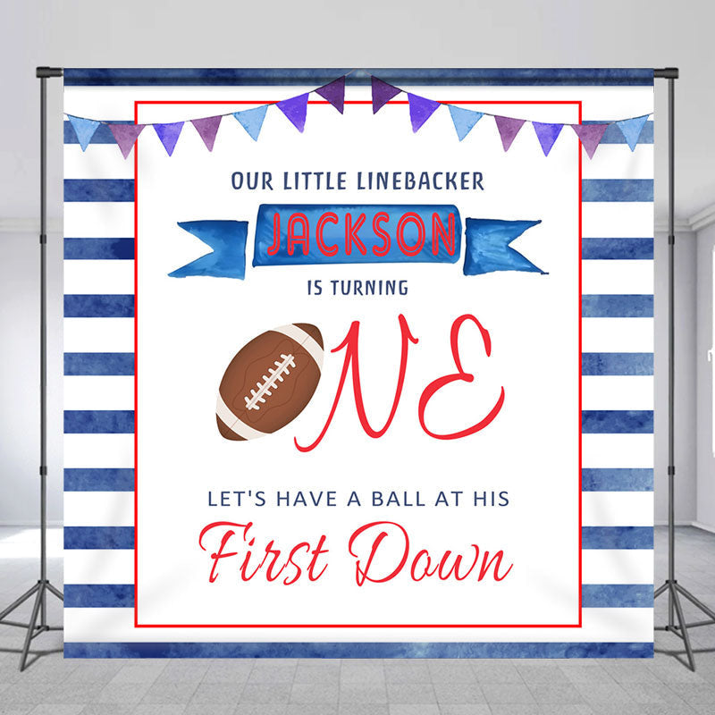 Lofaris Football First Down Custom Birthday Party Backdrop