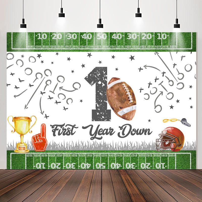 Lofaris Football First Years Down Birthday Backdrop For Boys
