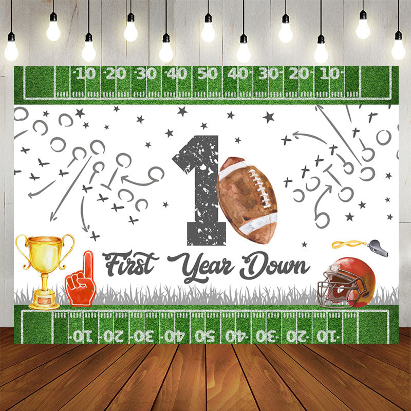 Lofaris Football First Years Down Birthday Backdrop For Boys