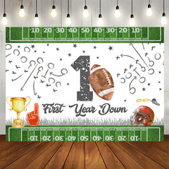 Lofaris Football First Years Down Birthday Backdrop For Boys
