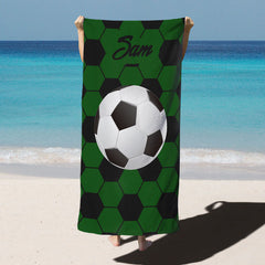Lofaris Football Pattern Custom Name Beach Towel for Boy