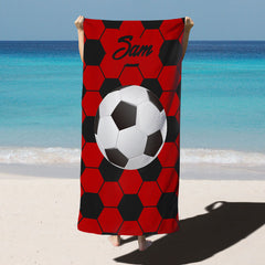 Lofaris Football Pattern Custom Name Beach Towel for Boy