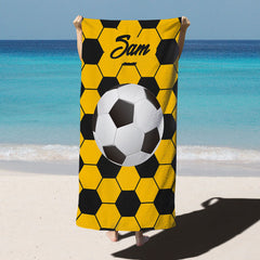 Lofaris Football Pattern Custom Name Beach Towel for Boy