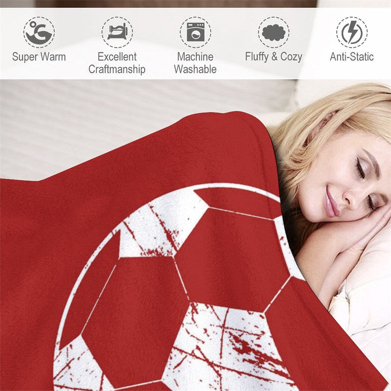 Lofaris Football Red Jersey Sports Style Custom Name Blanket