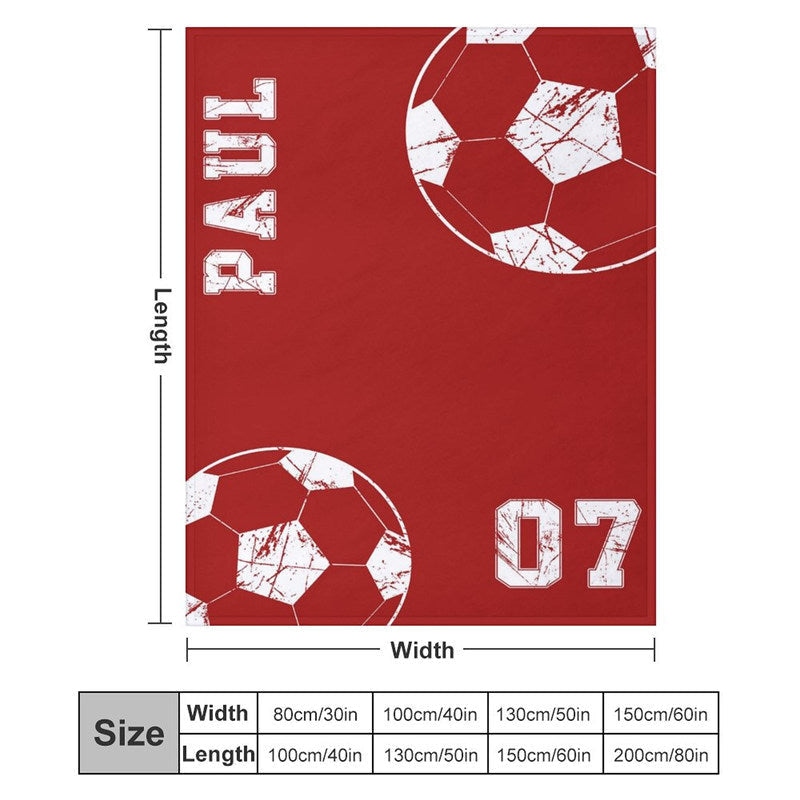 Lofaris Football Red Jersey Sports Style Custom Name Blanket