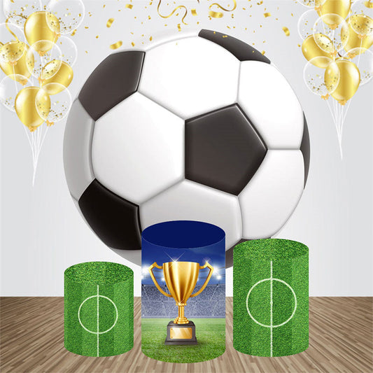 Lofaris Football Sport Trophy Round Birthday Backdrop Kit