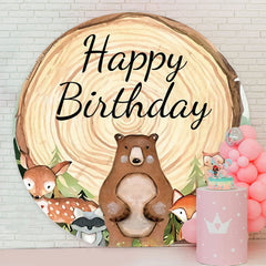 Lofaris Forest Animals Log Safari Circle Birthday Backdrop