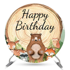 Lofaris Forest Animals Log Safari Circle Birthday Backdrop