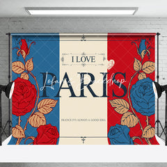 Lofaris French Flag Vintage Postcard I Love Paris Backdrop