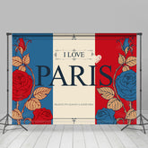 Lofaris French Flag Vintage Postcard I Love Paris Backdrop
