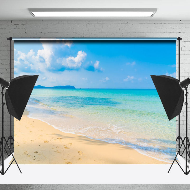 Lofaris Fresh Cyan Sea Water Beach Footprint Summer Backdrop