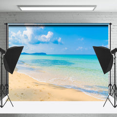Lofaris Fresh Cyan Sea Water Beach Footprint Summer Backdrop