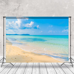 Lofaris Fresh Cyan Sea Water Beach Footprint Summer Backdrop
