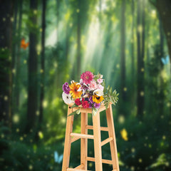 Lofaris Fresh Green Butterfly Spring Photo Forest Backdrop