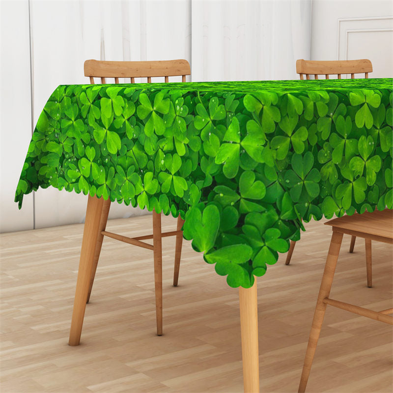 Lofaris Fresh Green Clover Spring Plant Rectangle Tablecloth