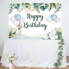 Lofaris Fresh Green Gold Balloon Happy Birthday Backdrop