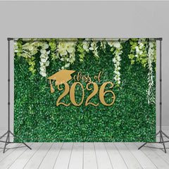 Lofaris Fresh White Flower Green Grass Graduation Backdrop