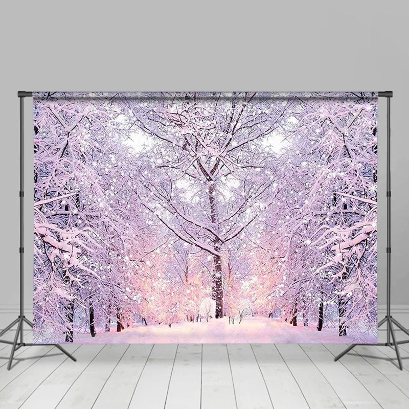 Lofaris Frozen Wonderland White Snowy Forest Winter Backdrop