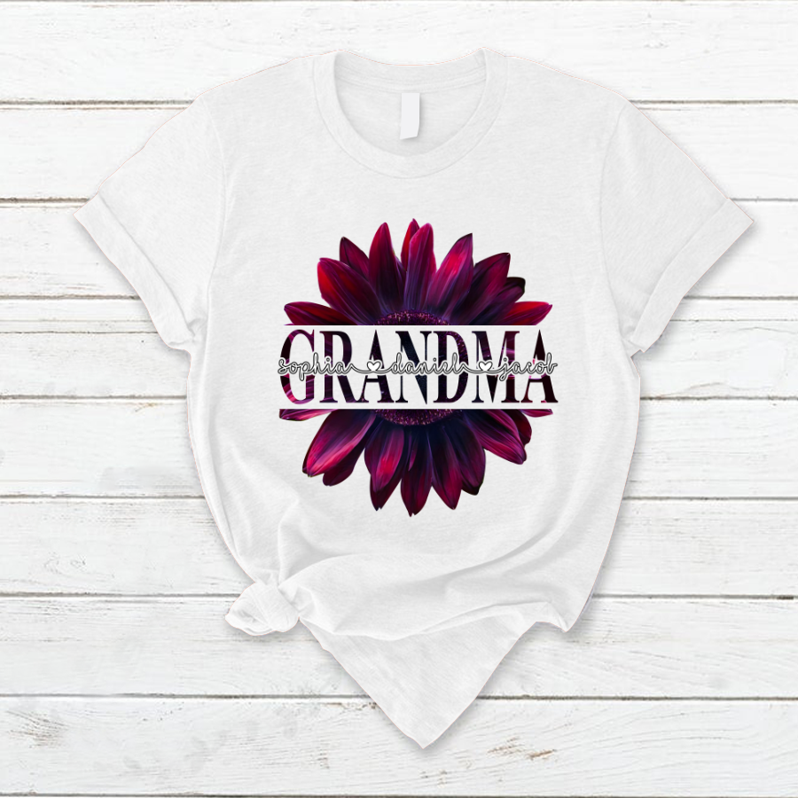 Lofaris Fuchsia Cherry Sunflower Grandma And Kids T - Shirt