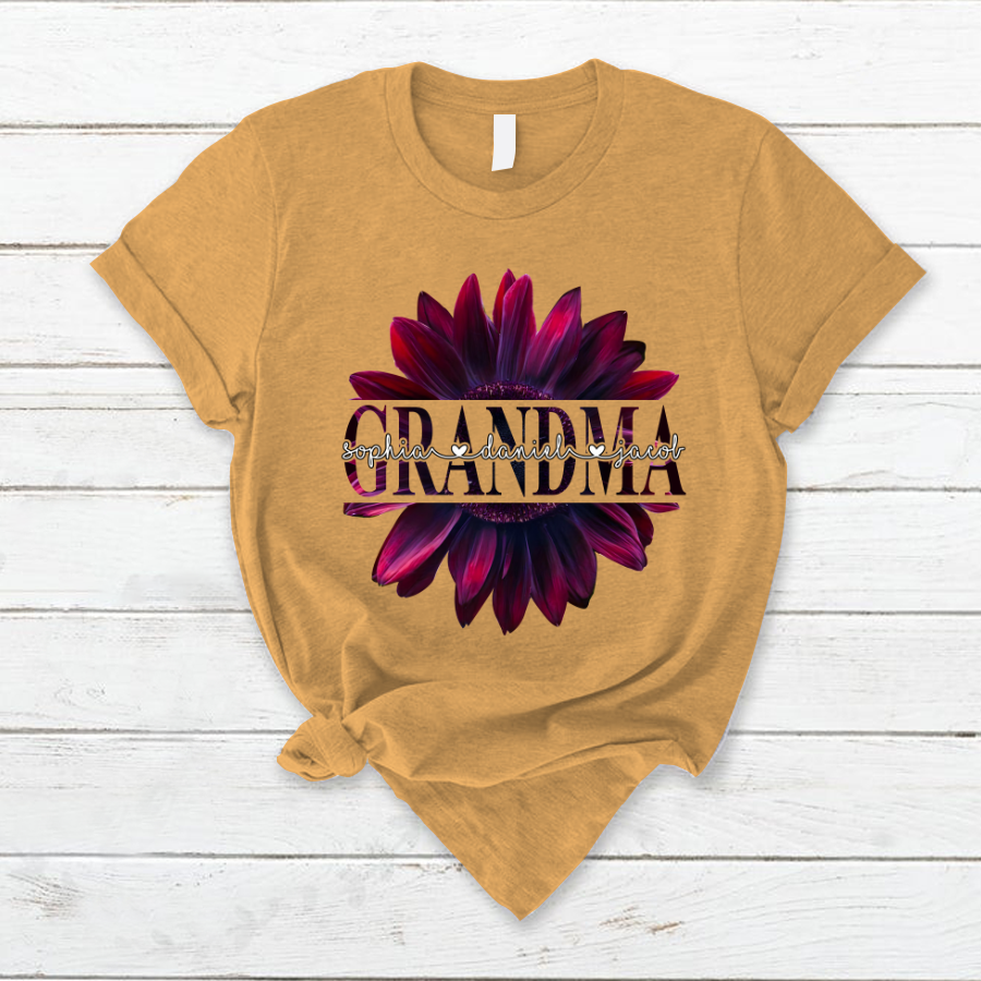 Lofaris Fuchsia Cherry Sunflower Grandma And Kids T - Shirt