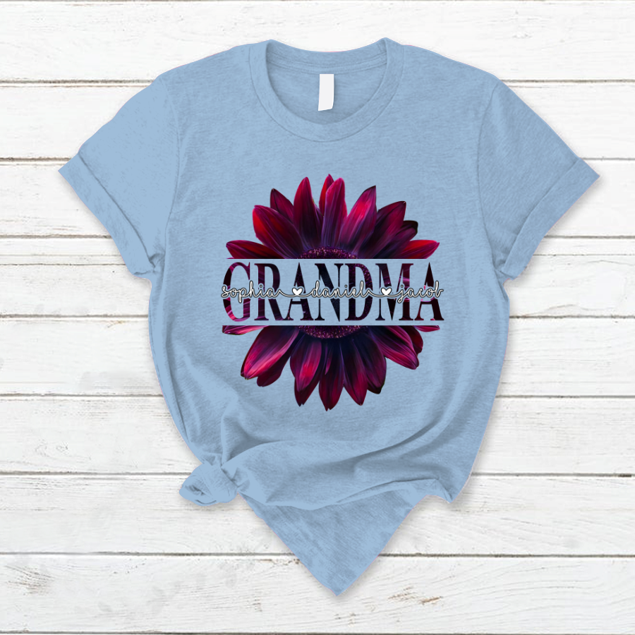 Lofaris Fuchsia Cherry Sunflower Grandma And Kids T - Shirt