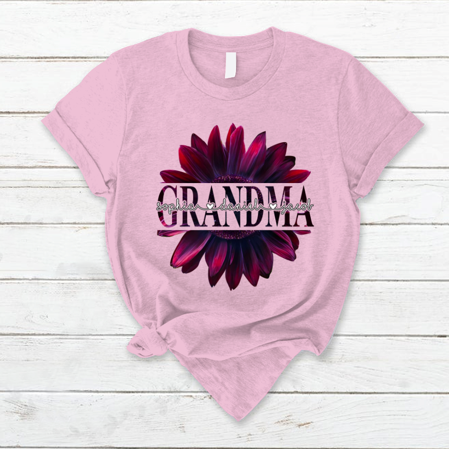 Lofaris Fuchsia Cherry Sunflower Grandma And Kids T - Shirt