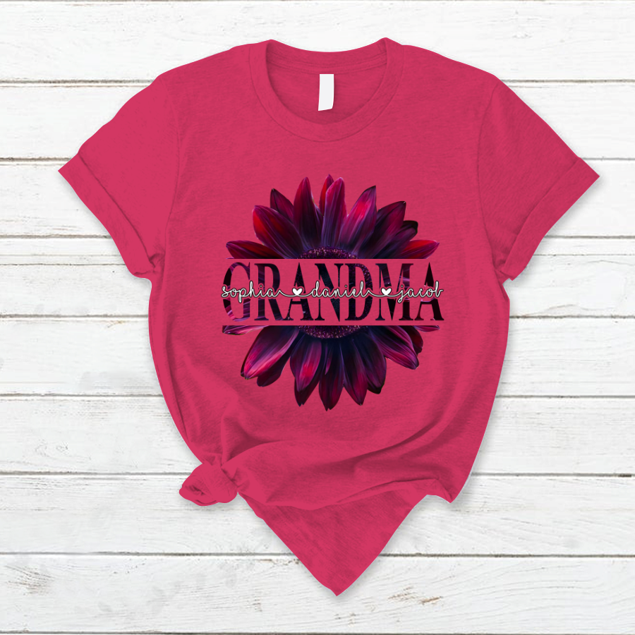 Lofaris Fuchsia Cherry Sunflower Grandma And Kids T - Shirt