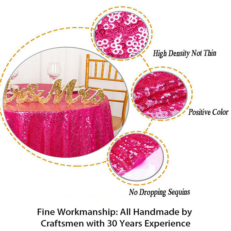 Lofaris Fuchsia Glitter Sequin Banquet Round Table Cover