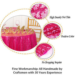 Lofaris Fuchsia Glitter Sequin Banquet Round Table Cover