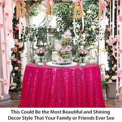 Lofaris Fuchsia Glitter Sequin Banquet Round Table Cover