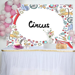 Lofaris Fun Circus Clown Lion Elephant Birthday Backdrop