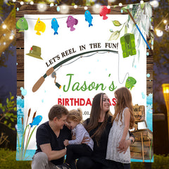 Lofaris Fun Go Fishing Custom Name Birthday Bash Backdrop