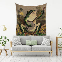 Lofaris Funny Moon Field Green Frog Banjo Wall Decor Tapestry