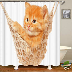 Lofaris Funny Orange Cat Swing Shower Curtain For Bathroom