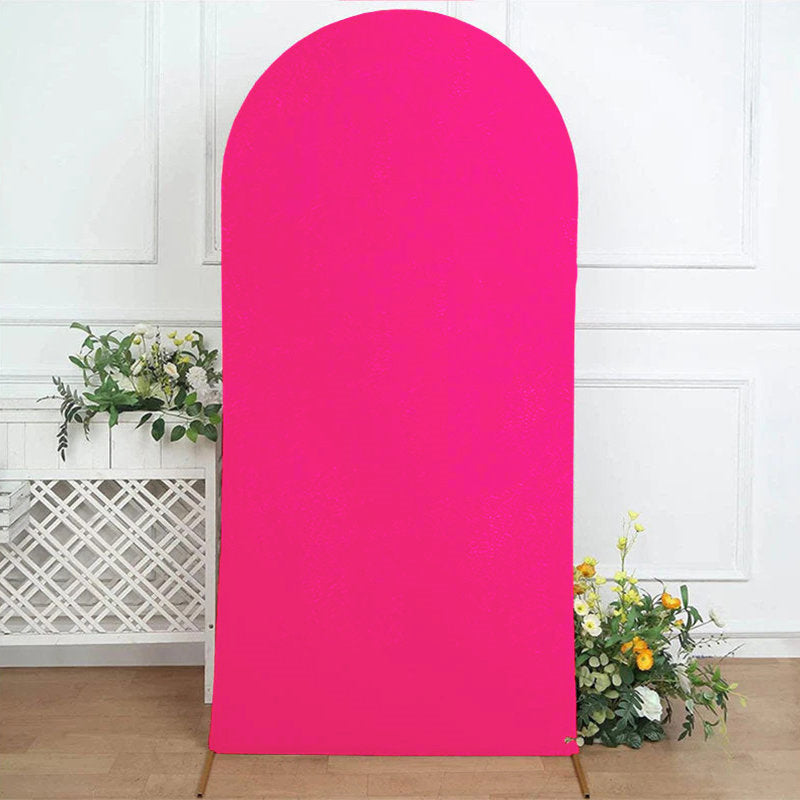 Lofaris (Ship In 24HR) Fushcia Spandex Fit Round Top Backdrop Wedding Arch Cover