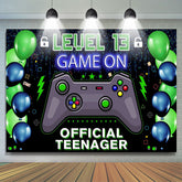 Lofaris Game On Data Official Teenager 13th Birthday Backdrop