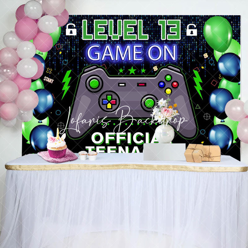 Lofaris Game On Data Official Teenager 13th Birthday Backdrop