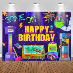Lofaris Game On Funny Purple Happy Birthday Backdrop For Boy