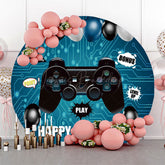 Lofaris Gamepad Blue Circuit Board Round Birthday Backdrop