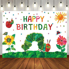 Lofaris Garden Caterpillar Happy Birthday Backdrop For Kids