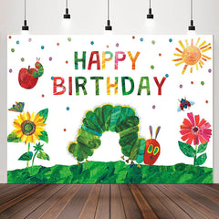 Lofaris Garden Caterpillar Happy Birthday Backdrop For Kids