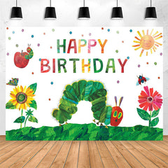 Lofaris Garden Caterpillar Happy Birthday Backdrop For Kids