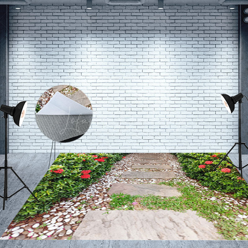 Lofaris Garden Stone Path Greenery Floral Spring Floor Mat