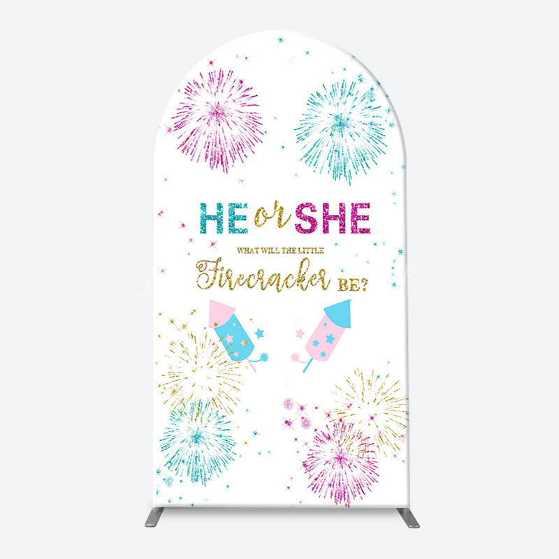 Lofaris Gender Reveal He or She Sparkle Party Arch Backdrop