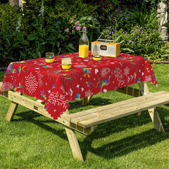 Lofaris Geometric Deers Spark Gift Repeat Red Dining Tablecloth