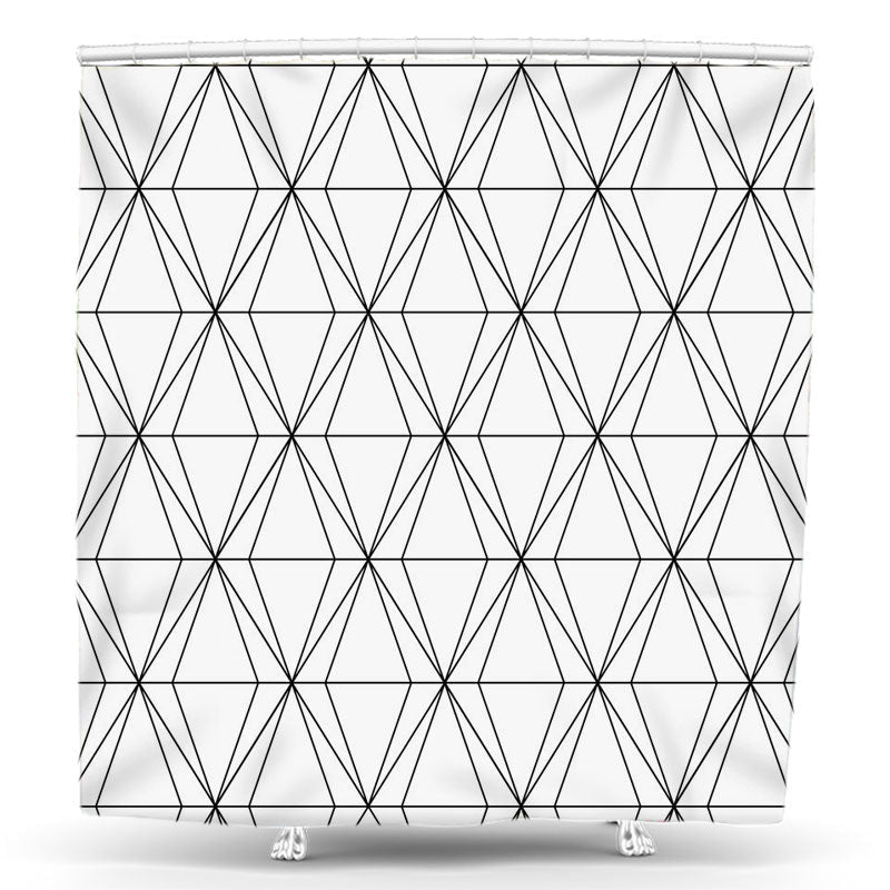 Lofaris Geometric Pattern With Black Lines Shower Curtain